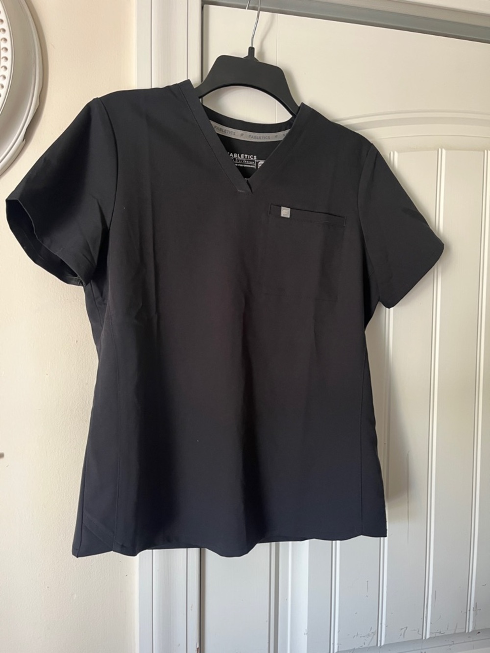 Fabletics Black V-Neck Medical Scrub Top, Size Small NWOT
